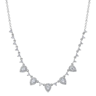 14K White Gold Diamond Pear Necklace