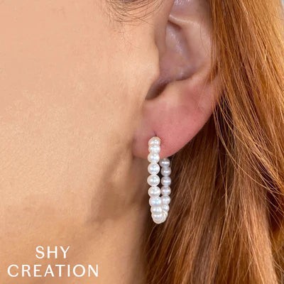 CULTURED PEARL HOOP EARRING