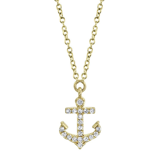 DIAMOND AND GOLD ANCHOR NECKLACE