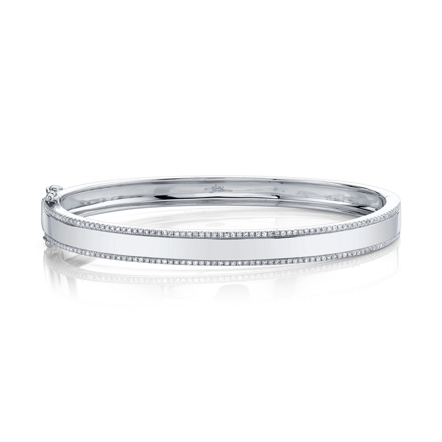 White Gold & Diamond ID Bangle