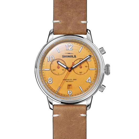 The Traveler Chronograph Brown Leather Strap Watch