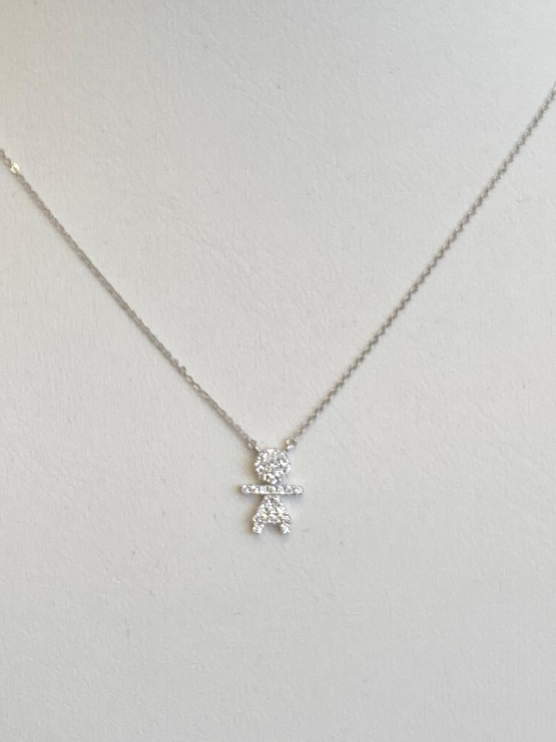 0.09ct 14k White Gold Diamond Baby Girl Necklace