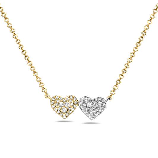14K YELLOW AND WHITE GOLD HEARTS WITH DIAMONDS