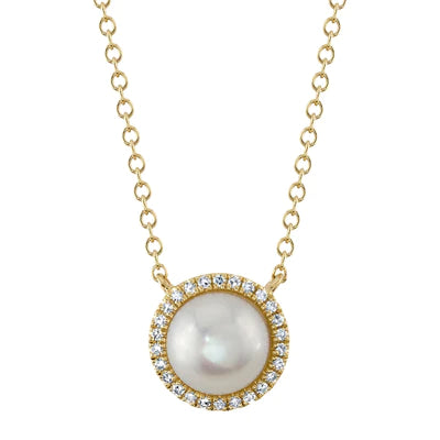 CULTURED PEARL AND DIAMOND NECKLACE