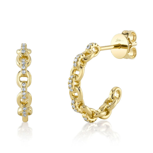 0.10CT DIAMOND LINK HOOP EARRING