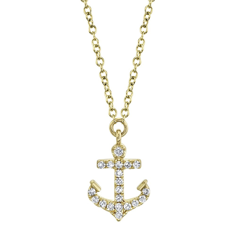 DIAMOND AND GOLD ANCHOR NECKLACE