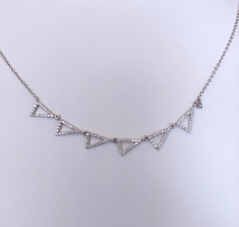 14k White Gold Geometric Diamond Necklace