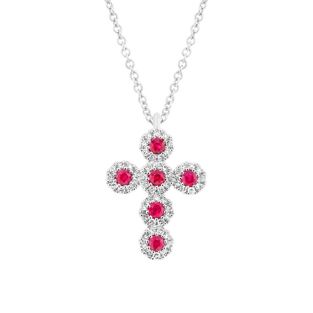 Diamond and Ruby Cross Necklace