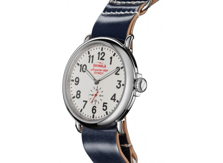 The Runwell White Dial Navy Leather Watch