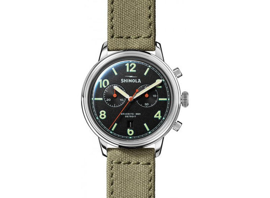 The Traveler Chrono Black Dial Canvas Watch