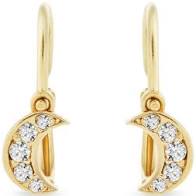 14k Yellow Gold Diamond Moon Charm Earrings