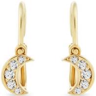 14k Yellow Gold Diamond Moon Charm Earrings