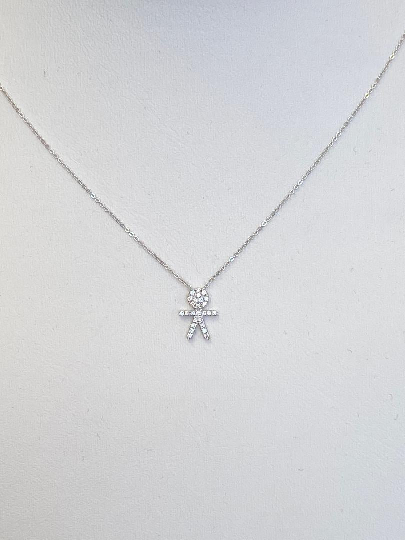 0.09ct 14k White Gold Diamond Baby Boy Necklace