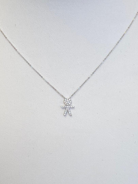 0.09ct 14k White Gold Diamond Baby Boy Necklace